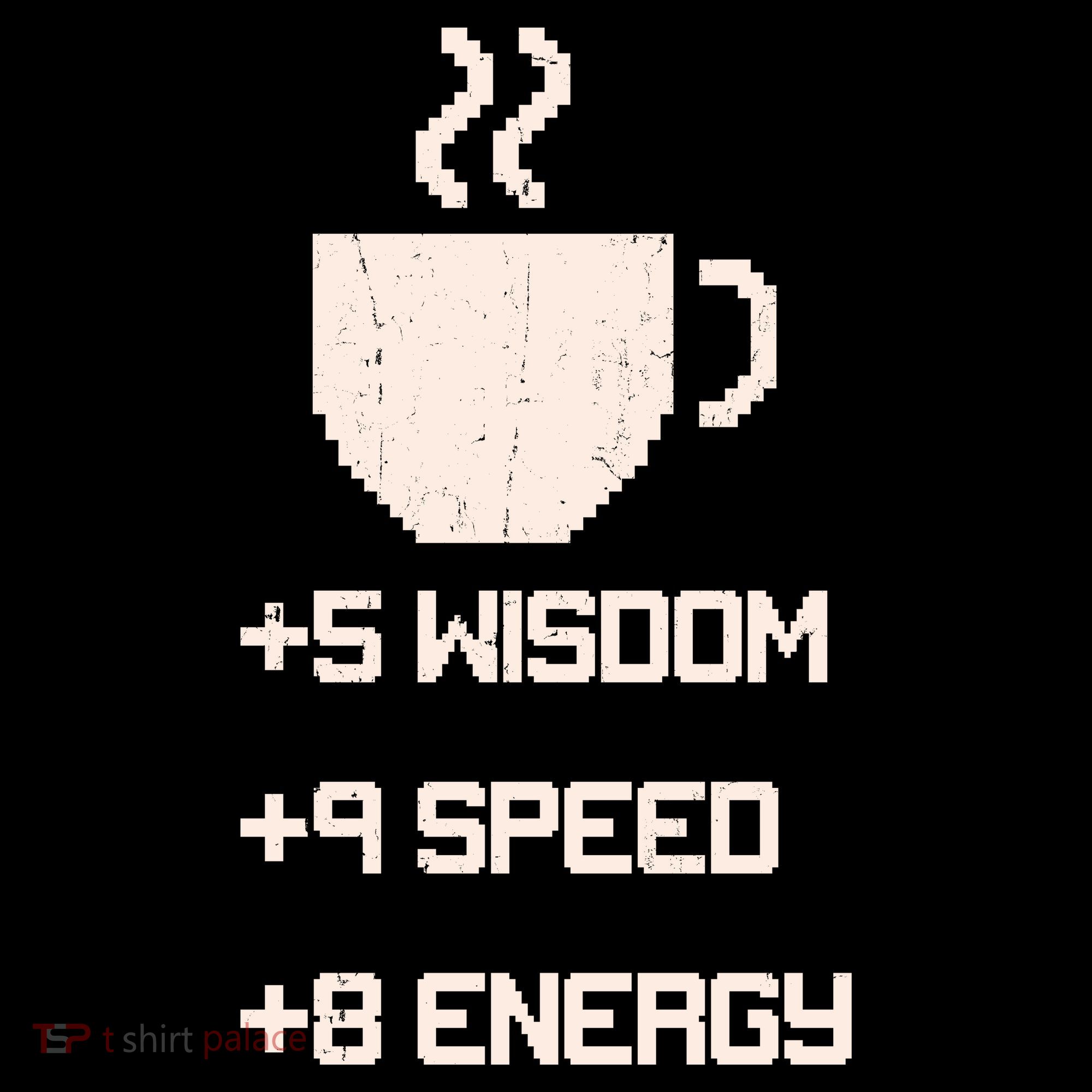 Pixel Coffee Power Up Wisdom Speed Energy Polo