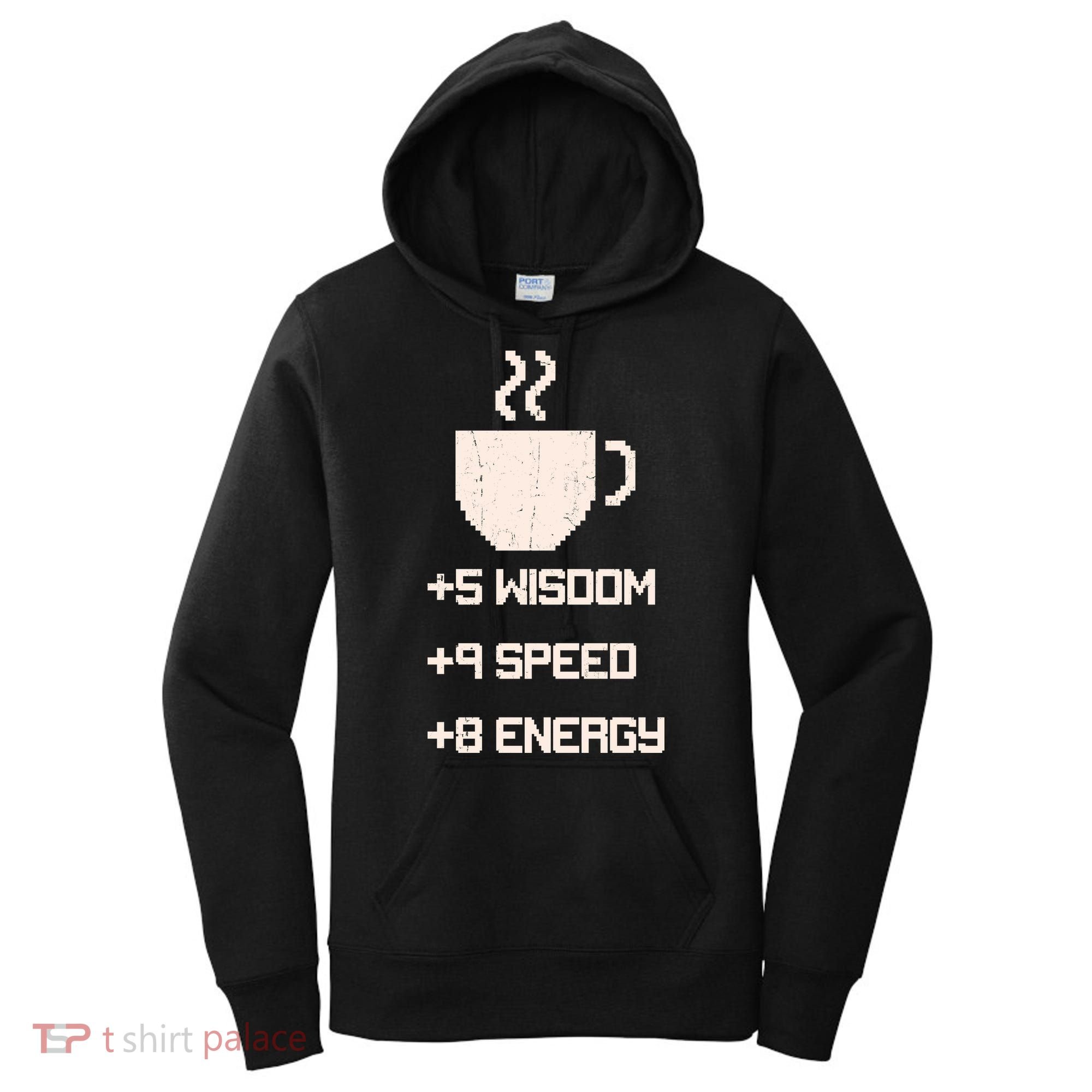 Pixel Coffee Power Up Wisdom Speed Energy Women's Hoodie