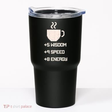 Pixel Coffee Power Up Wisdom Speed Energy Tumbler