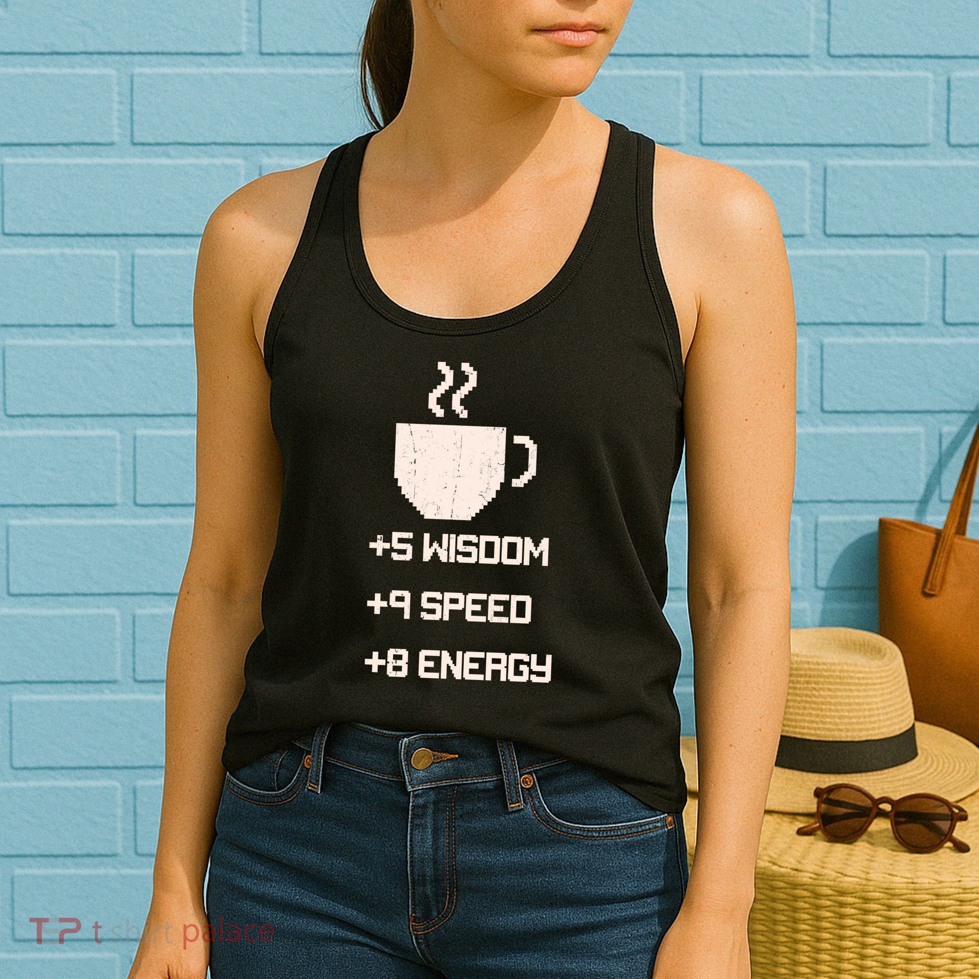Pixel Coffee Power Up Wisdom Speed Energy Women's Tank Top