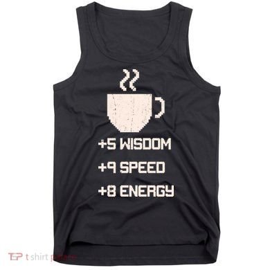 Pixel Coffee Power Up Wisdom Speed Energy Tank Top