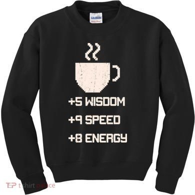 Pixel Coffee Power Up Wisdom Speed Energy Kids Sweatshirt