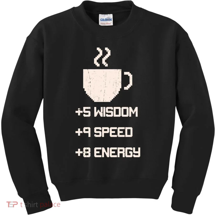 Pixel Coffee Power Up Wisdom Speed Energy Kids Sweatshirt
