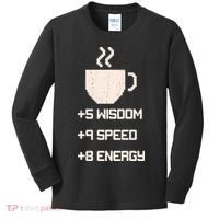 Pixel Coffee Power Up Wisdom Speed Energy Kids Long Sleeve Shirt thumb 0