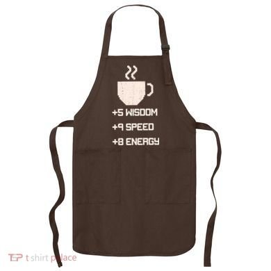 Pixel Coffee Power Up Wisdom Speed Energy Apron
