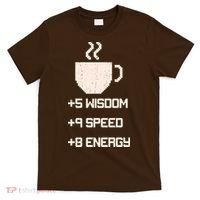 Pixel Coffee Power Up Wisdom Speed Energy T-Shirt thumb 0