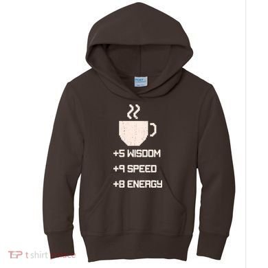 Pixel Coffee Power Up Wisdom Speed Energy Kids Hoodie