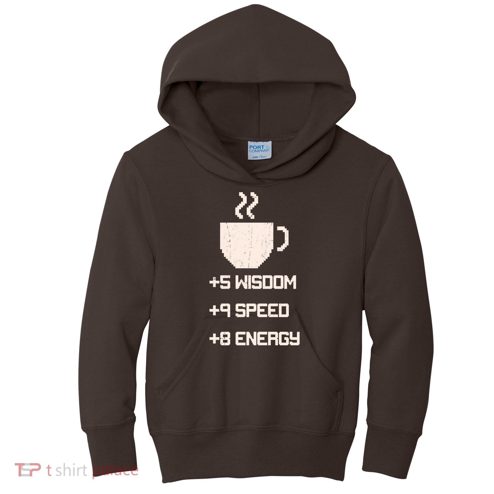 Pixel Coffee Power Up Wisdom Speed Energy Kids Hoodie