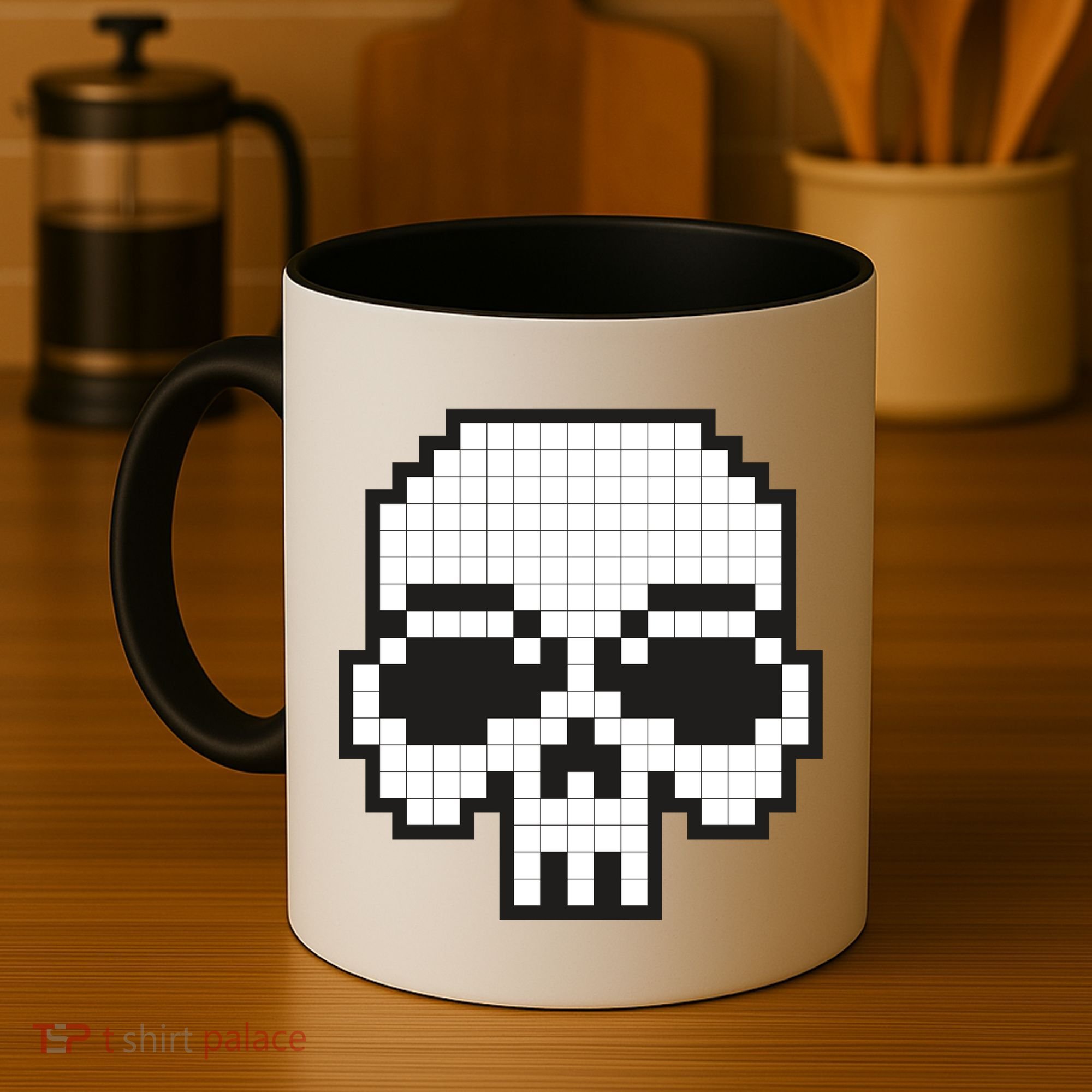 Pixel Video Game Death Skull Coffee Mug