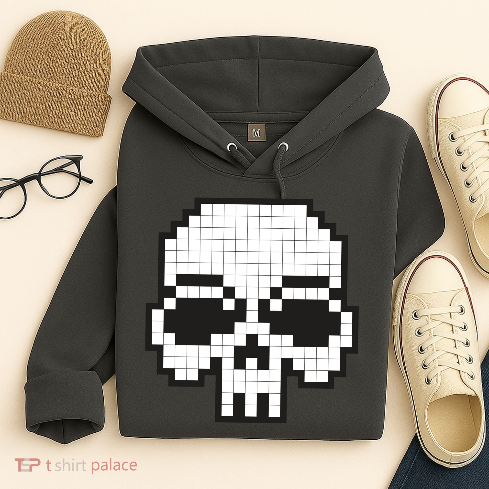 Pixel Video Game Death Skull Hoodie