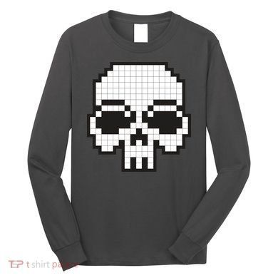 Pixel Video Game Death Skull Long Sleeve Shirt