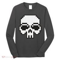 Pixel Video Game Death Skull Long Sleeve Shirt thumb 0