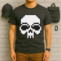 Pixel Video Game Death Skull T-Shirt thumb 6