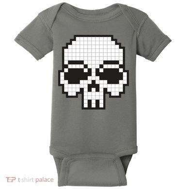 Pixel Video Game Death Skull Baby Bodysuit