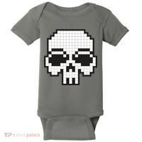 Pixel Video Game Death Skull Baby Bodysuit thumb 0