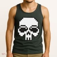 Pixel Video Game Death Skull Tank Top thumb 3