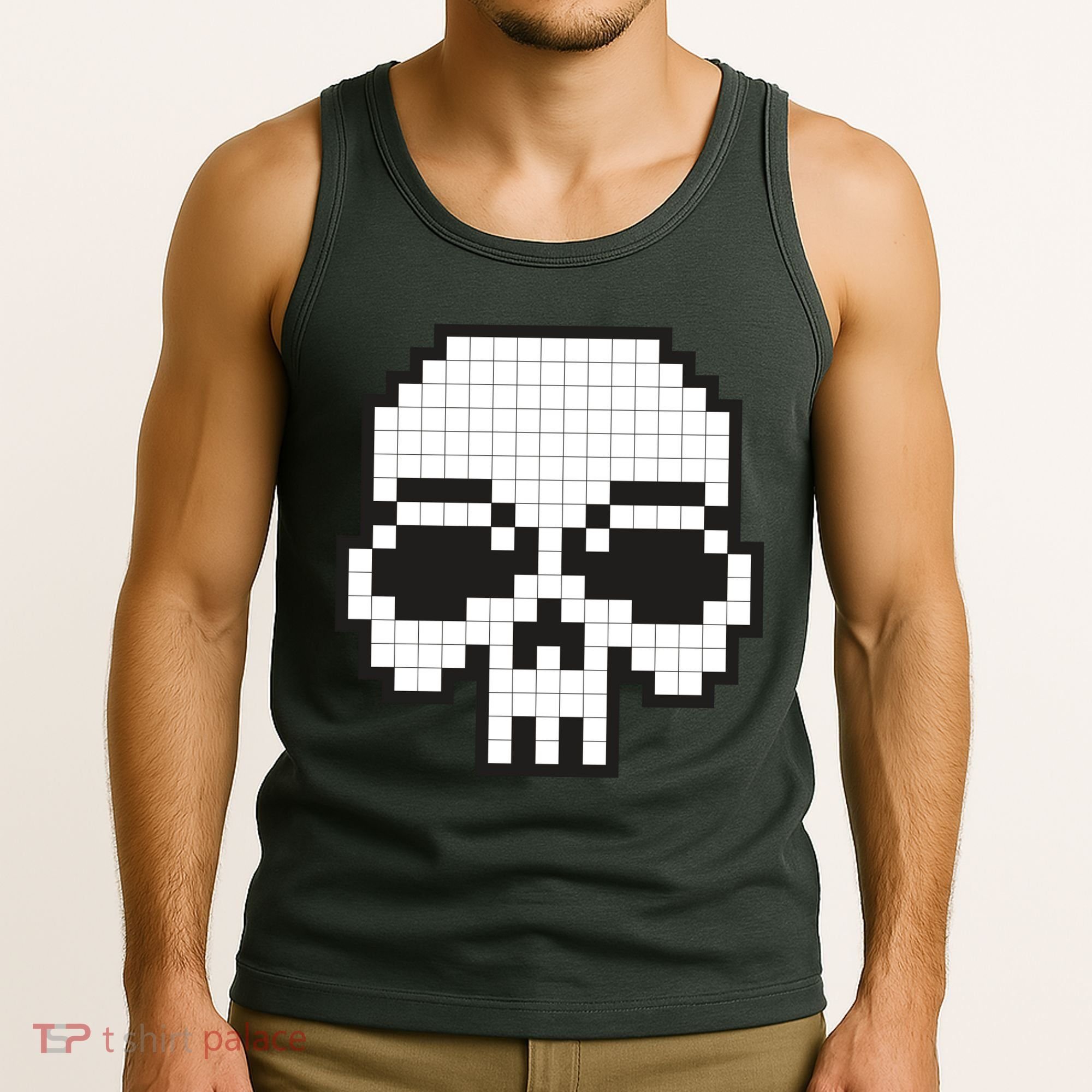 Pixel Video Game Death Skull Tank Top