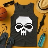 Pixel Video Game Death Skull Tank Top thumb 4