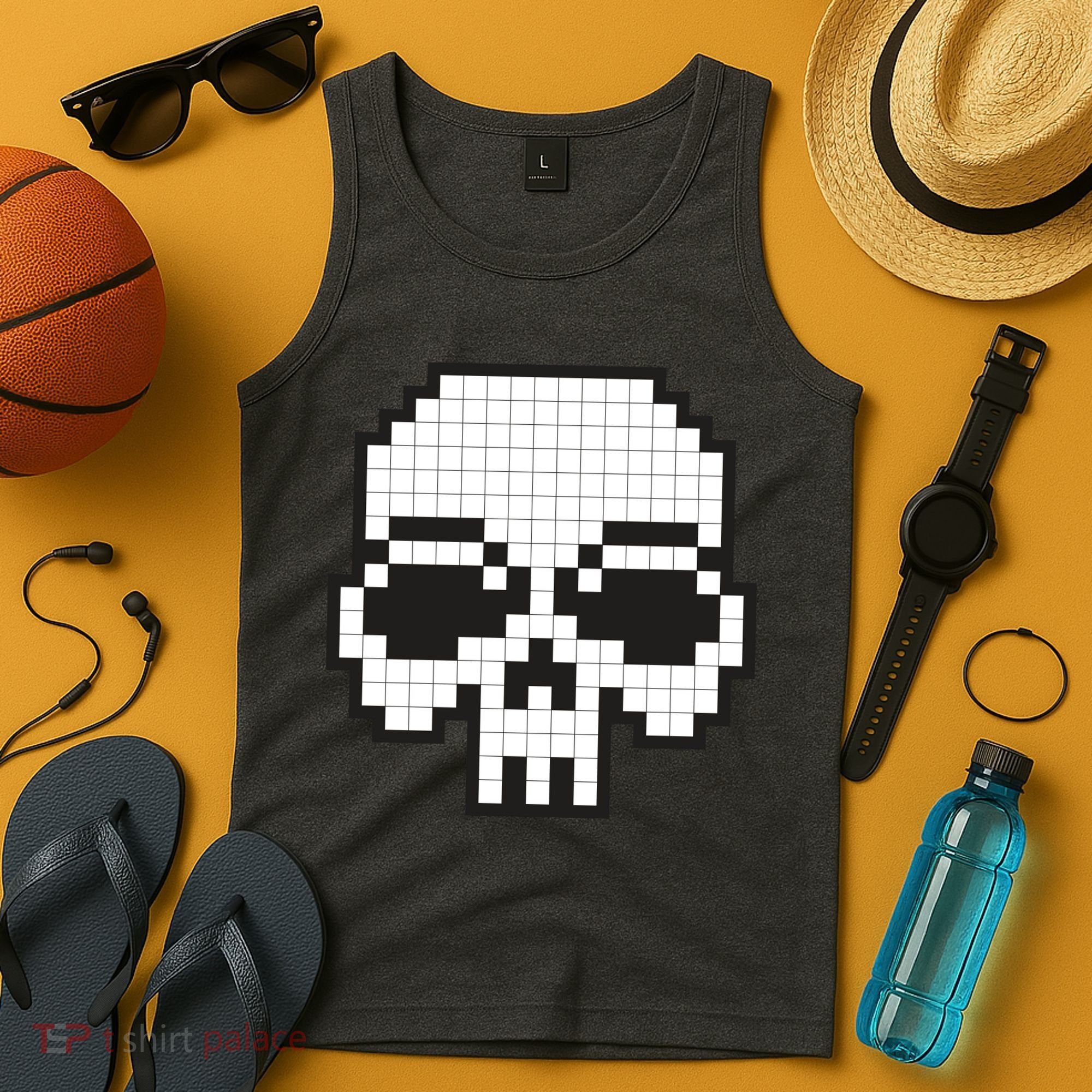 Pixel Video Game Death Skull Tank Top