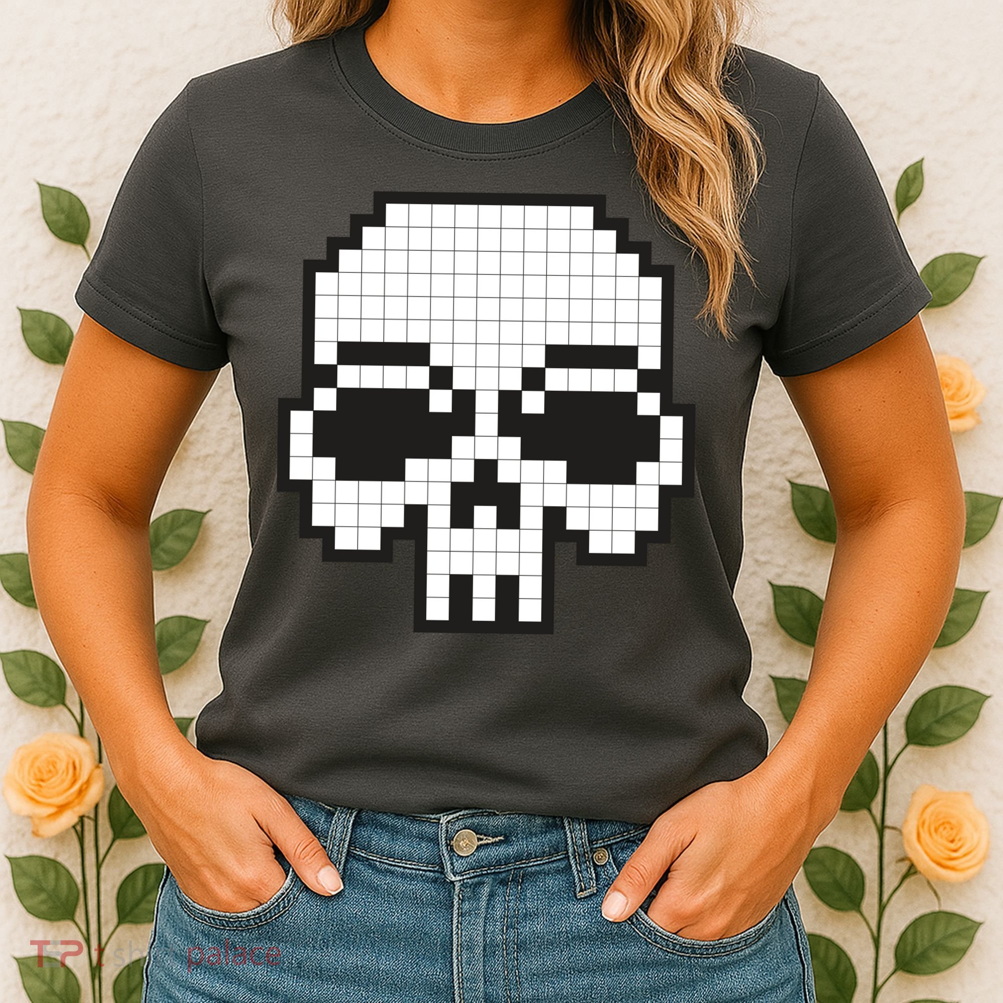 Pixel Video Game Death Skull Women's T-Shirt