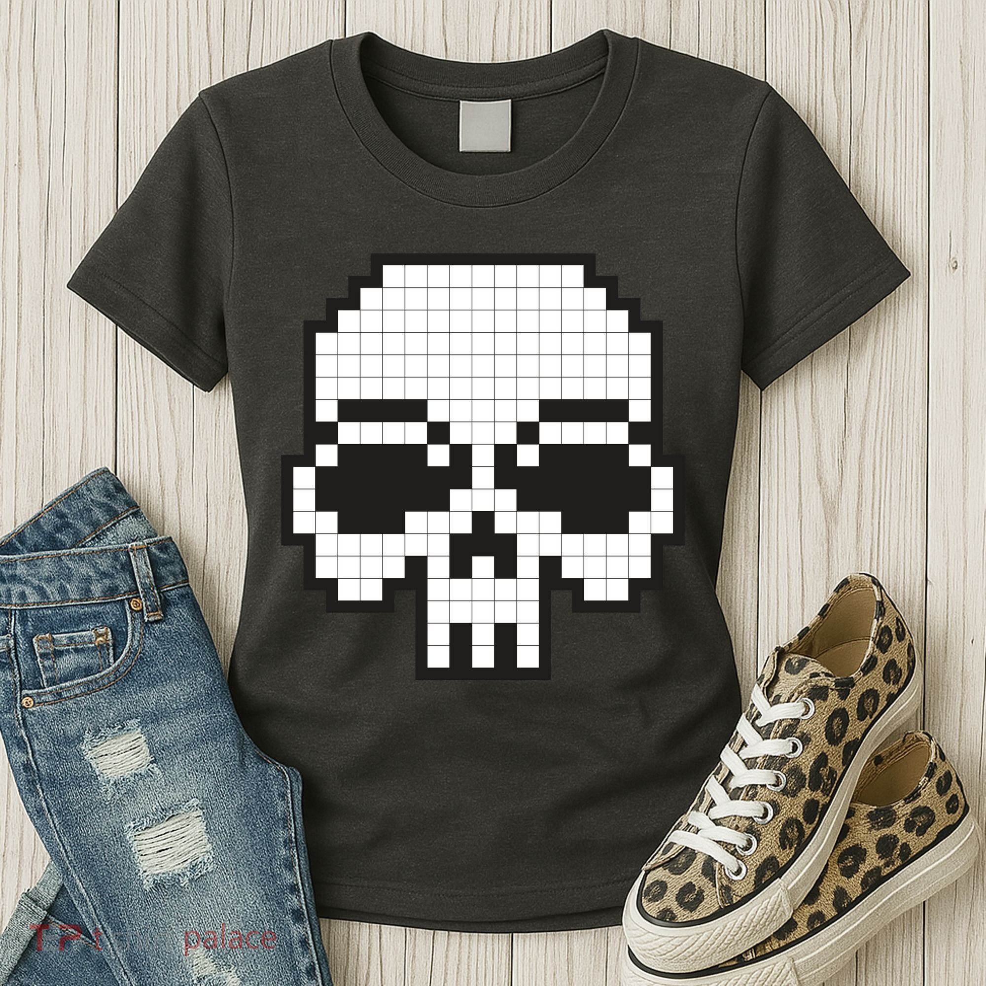 Pixel Video Game Death Skull Women's T-Shirt