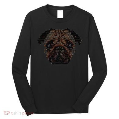 Pixelated Pug Dog Long Sleeve Shirt