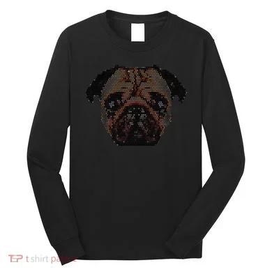 Pixelated Pug Dog Long Sleeve Shirt