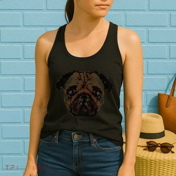 Pixelated Pug Dog Women's Tank Top