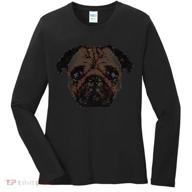 Pixelated Pug Dog Women's Long Sleeve Shirt