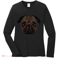 Pixelated Pug Dog Women's Long Sleeve Shirt thumb 0
