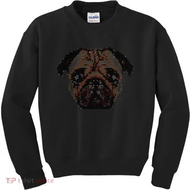 Pixelated Pug Dog Kids Sweatshirt