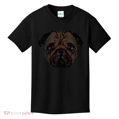 Pixelated Pug Dog Kids T-Shirt