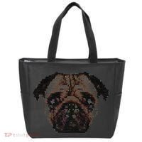 Pixelated Pug Dog Tote Bag thumb 0