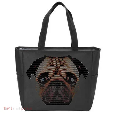 Pixelated Pug Dog Tote Bag
