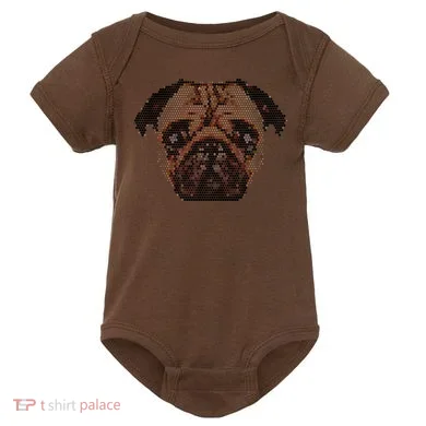 Pixelated Pug Dog Baby Bodysuit