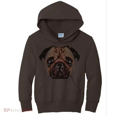 Pixelated Pug Dog Kids Hoodie