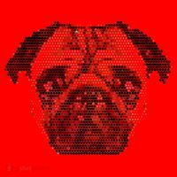 Pixelated Pug Dog Santa Hat thumb 1