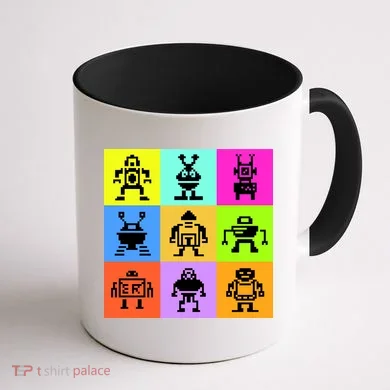 Pixelated Robot Collection Coffee Mug back
