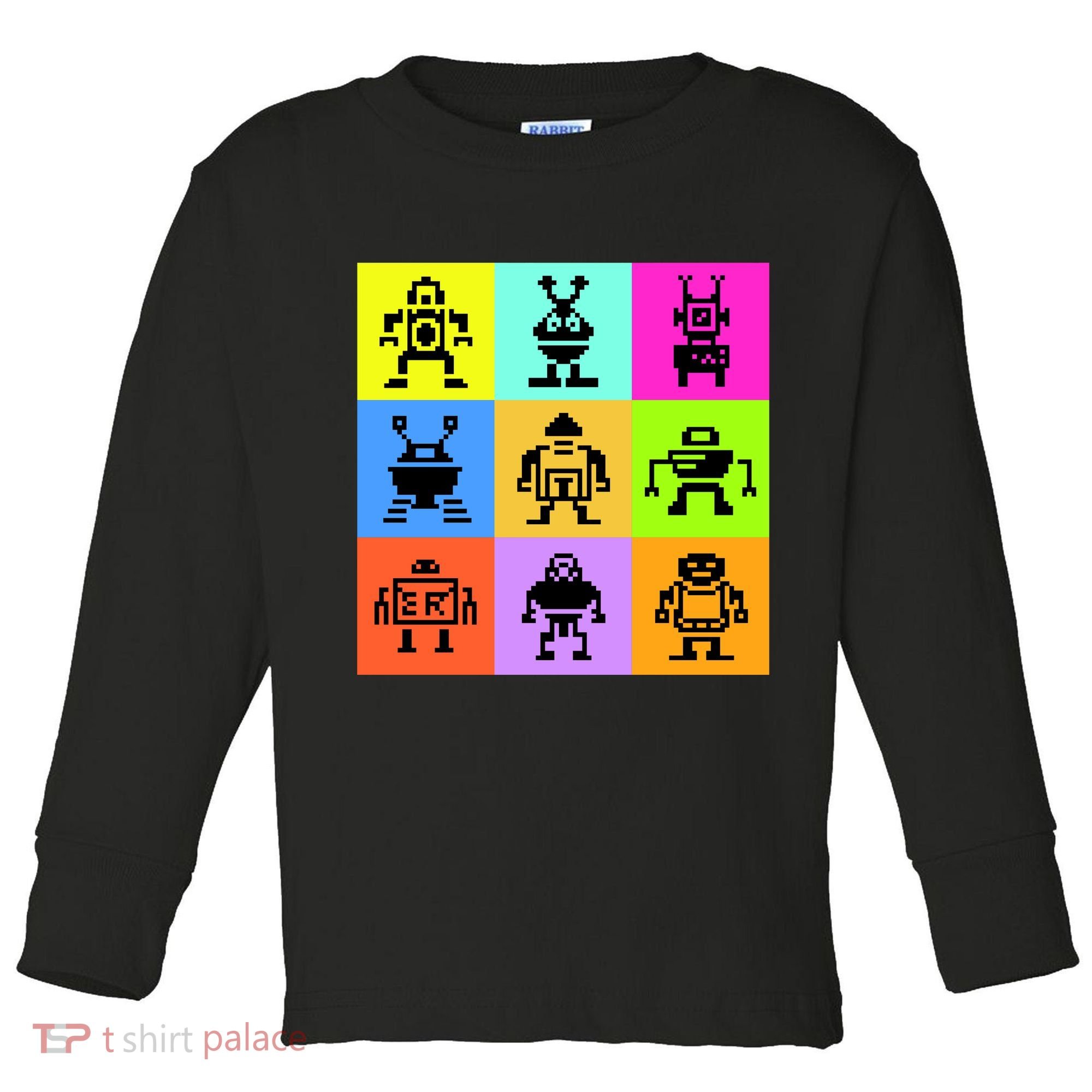 Pixelated Robot Collection Toddler Long Sleeve Shirt