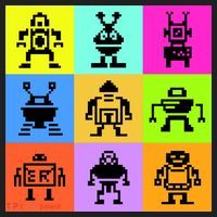 Pixelated Robot Collection Golf Towel thumb 3