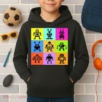 Pixelated Robot Collection Kids Hoodie thumb 2