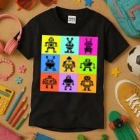 Pixelated Robot Collection Kids T-Shirt thumb 3