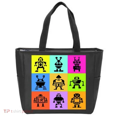 Pixelated Robot Collection Tote Bag