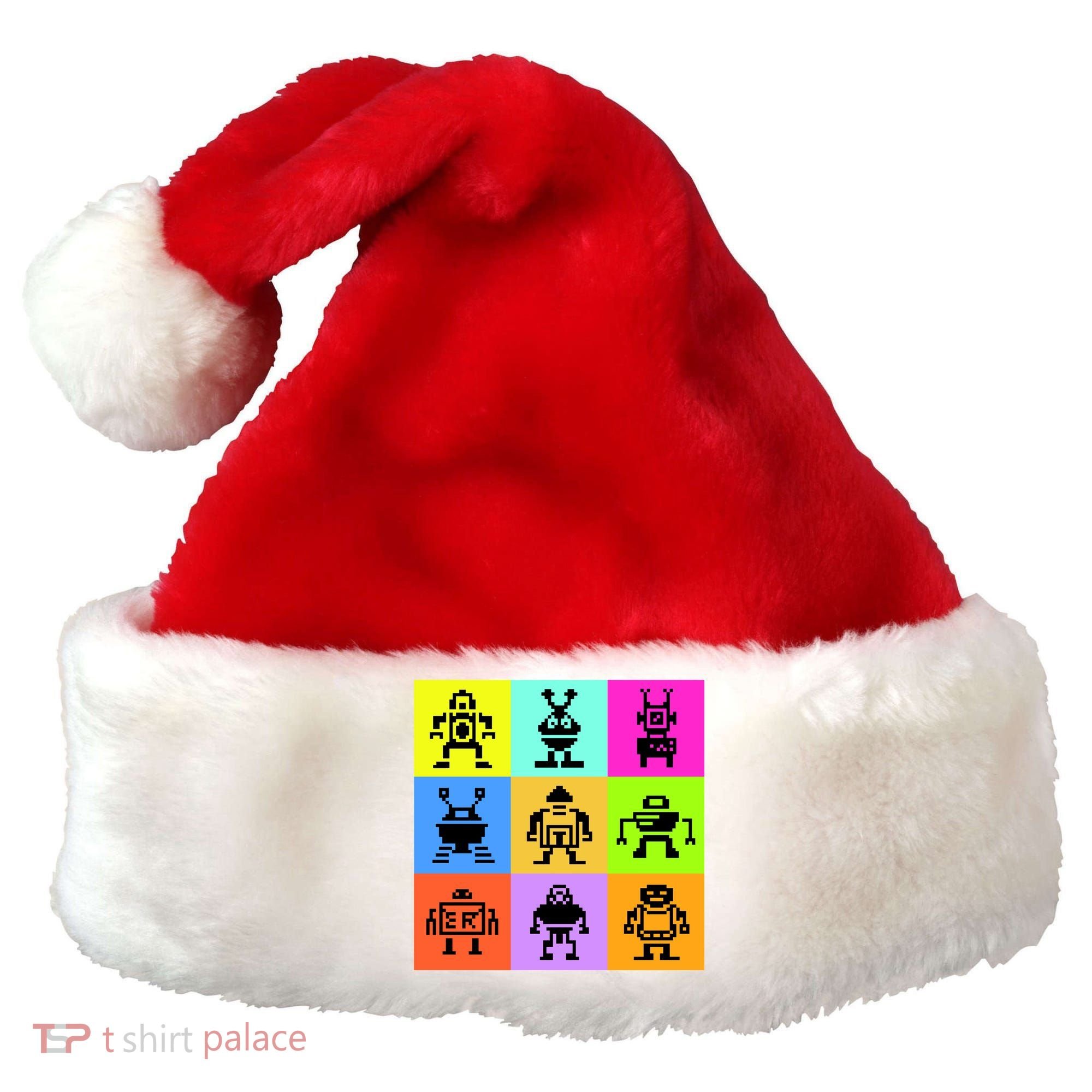 Pixelated Robot Collection Santa Hat