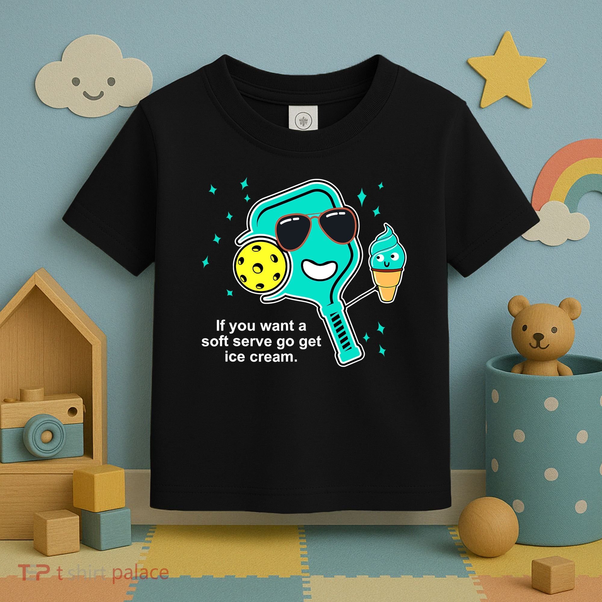 Pickleball If You Want A Soft Serve Go Get Ice Cream Funny Toddler T-Shirt