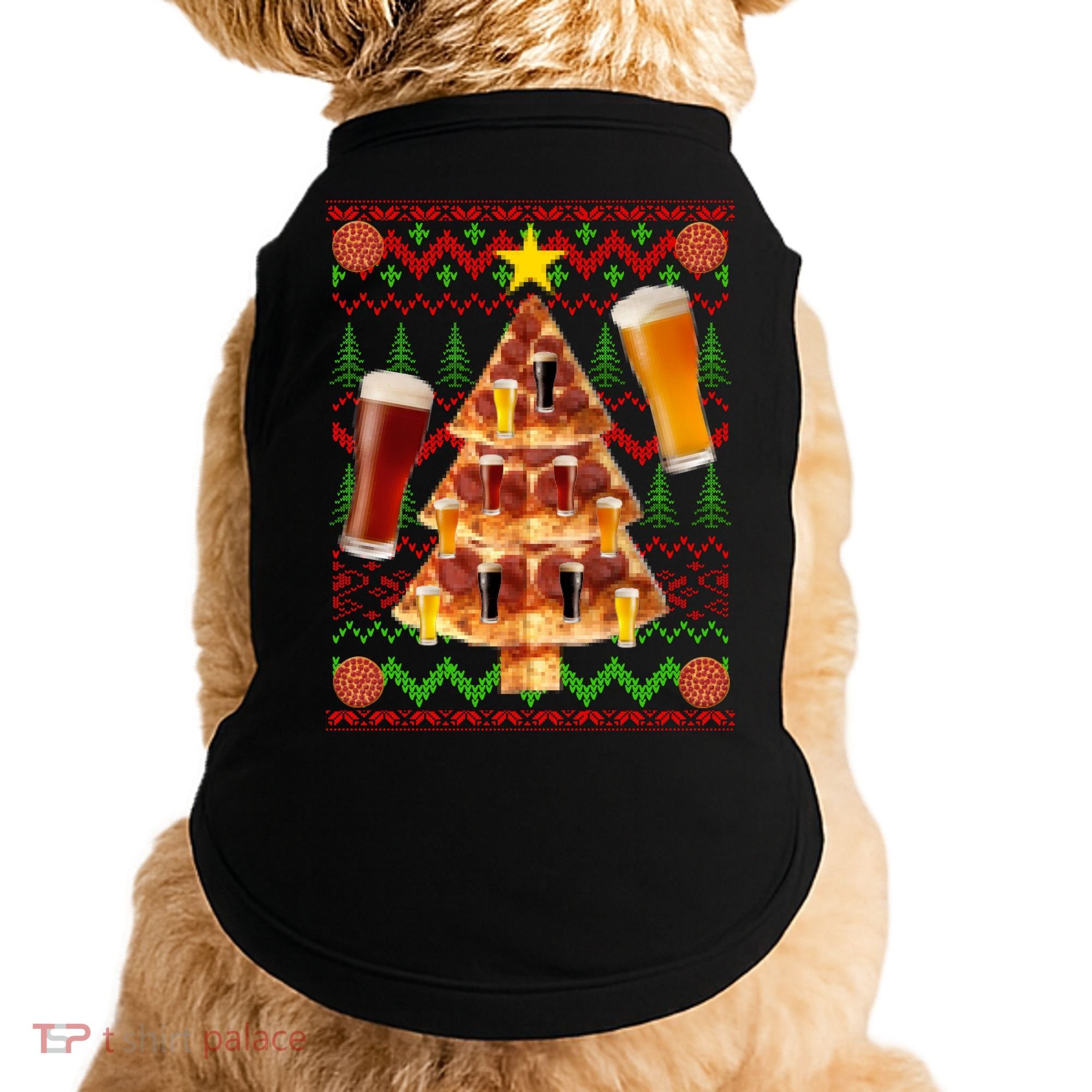 Pizza and Beer Ugly Christmas Sweater Doggie Tank