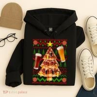 Pizza and Beer Ugly Christmas Sweater Hoodie thumb 4