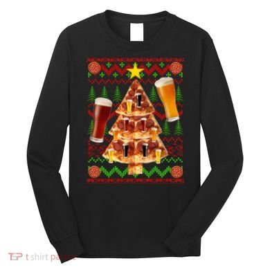 Pizza and Beer Ugly Christmas Sweater Long Sleeve Shirt
