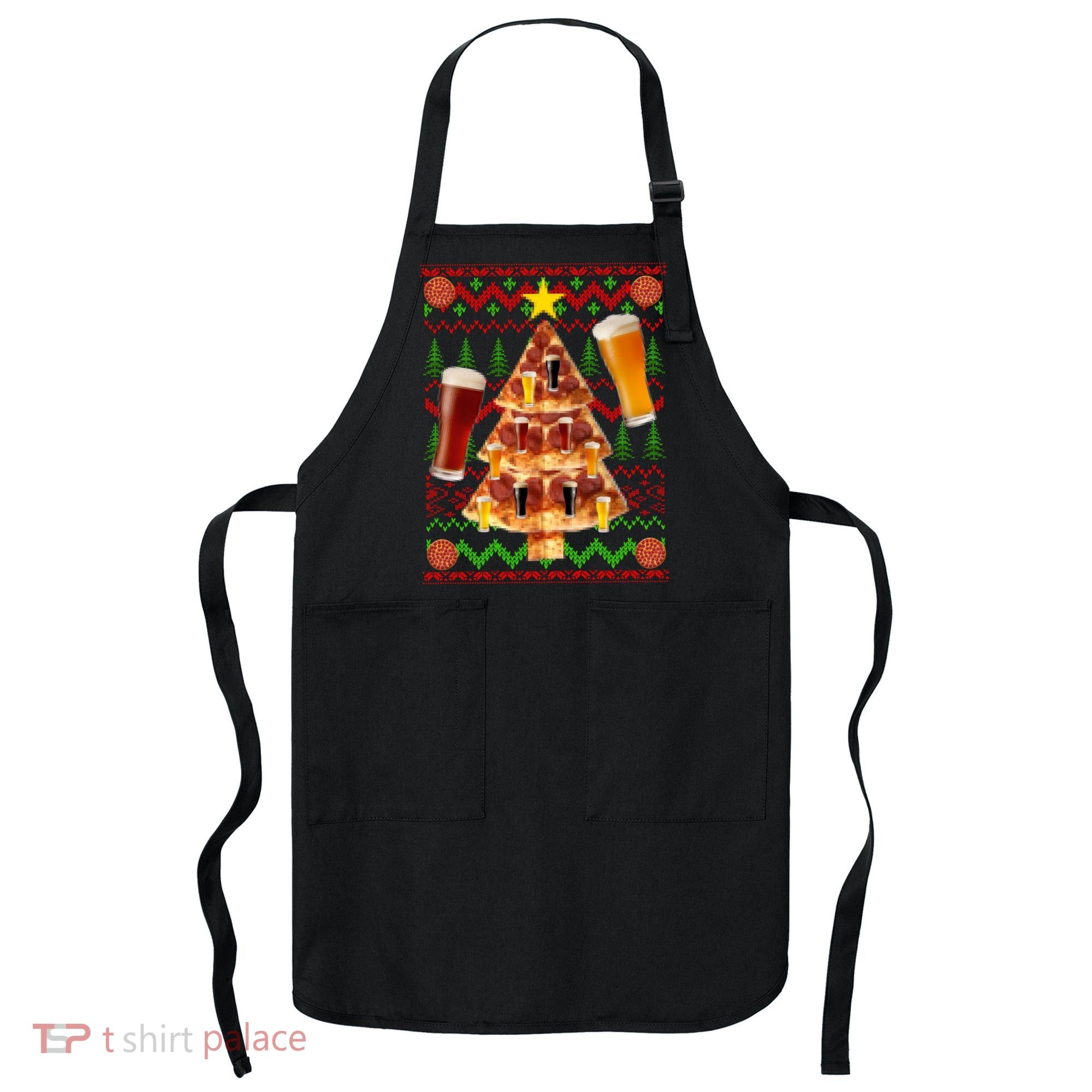 Pizza and Beer Ugly Christmas Sweater Apron