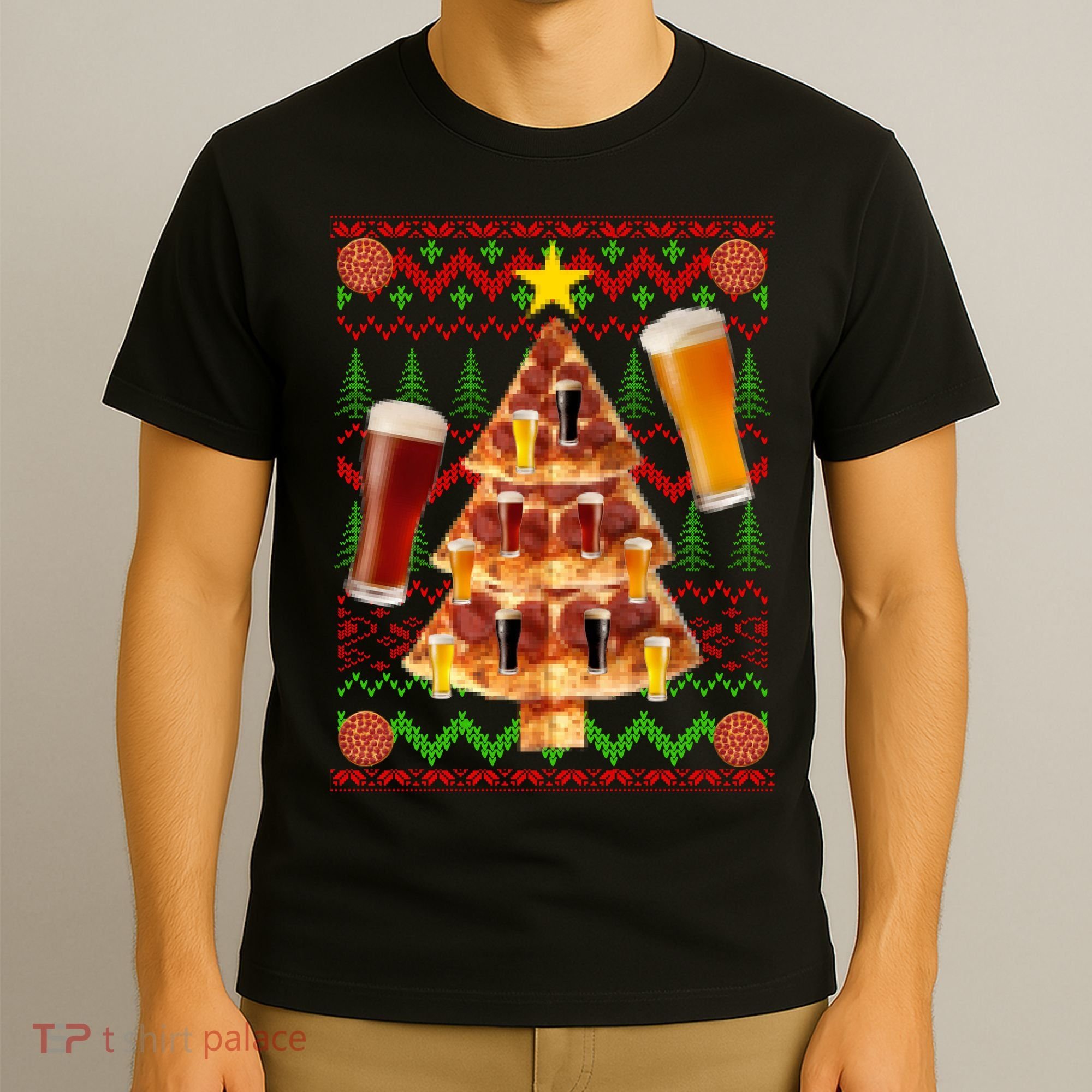 Pizza and Beer Ugly Christmas Sweater T-Shirt
